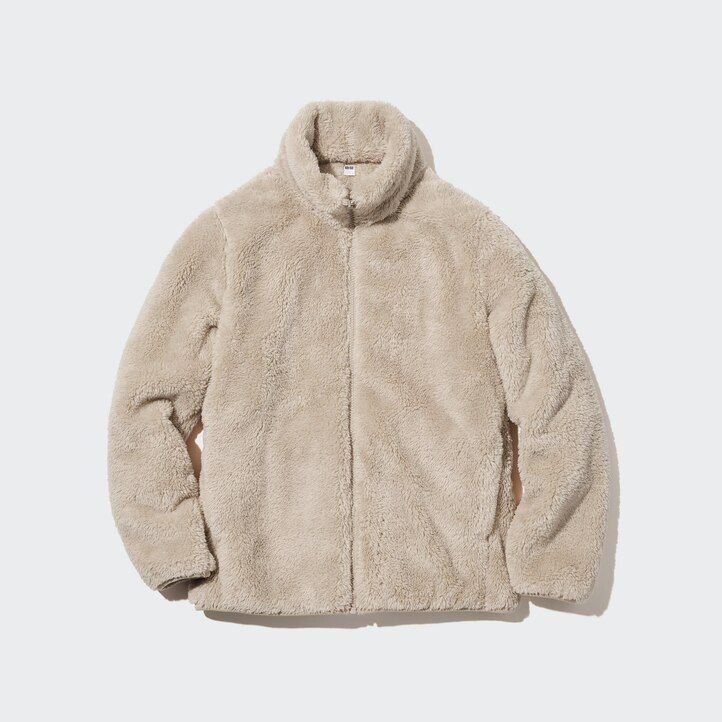 uniqlo damen-fleecejacke mit reißverschluss flauschig dunkelgrün