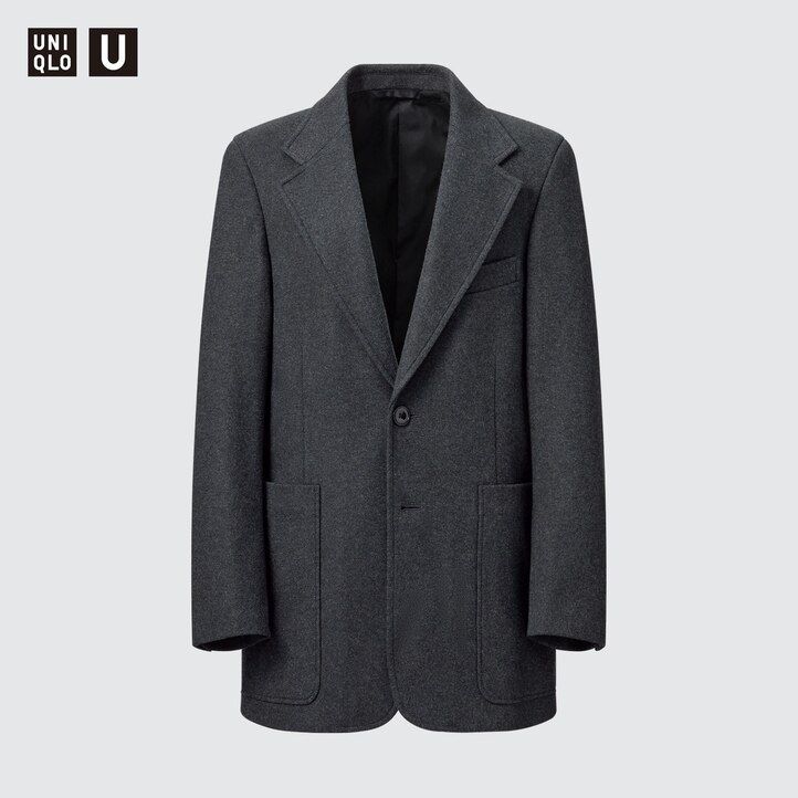 dunkelbraune taillierte jersey-damenjacken von uniqlo