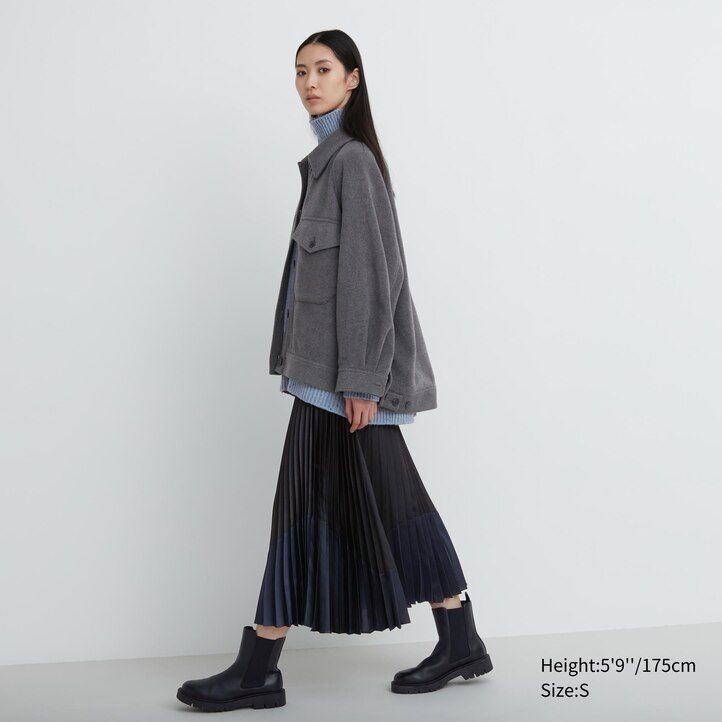 graue oversize-jacken von uniqlo für damen