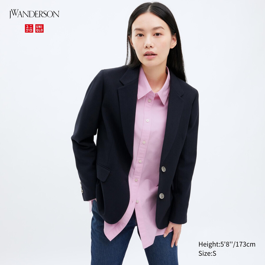 uniqlo damen-jacken in marineblau einreihig