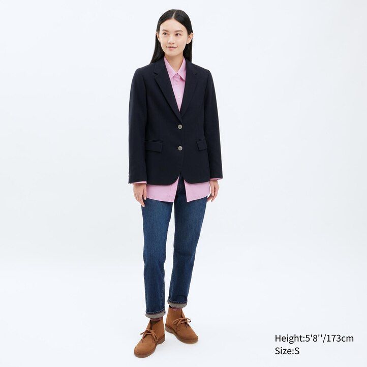 uniqlo damen-jacken in marineblau einreihig