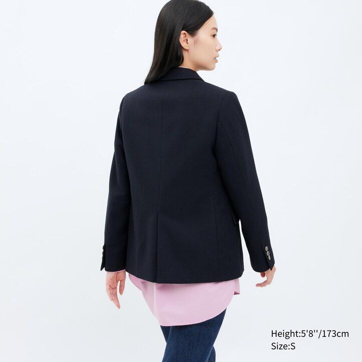 uniqlo damen-jacken in marineblau einreihig