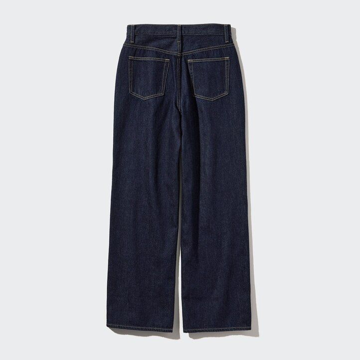 uniqlo damenjeans mit weitem geradem bein grau