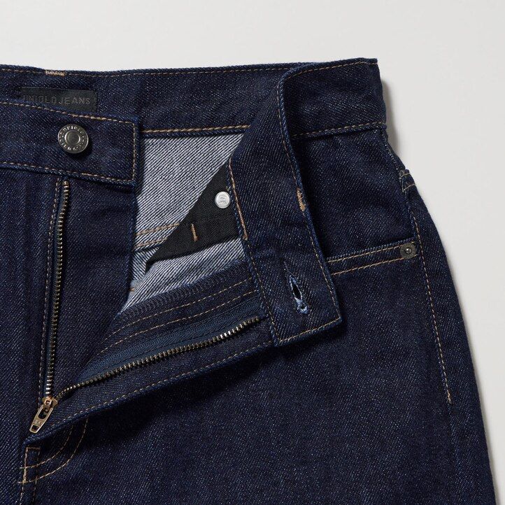 uniqlo damenjeans mit weitem geradem bein grau