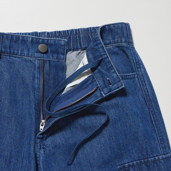 uniqlo denim wide legrgo damenjeans blau