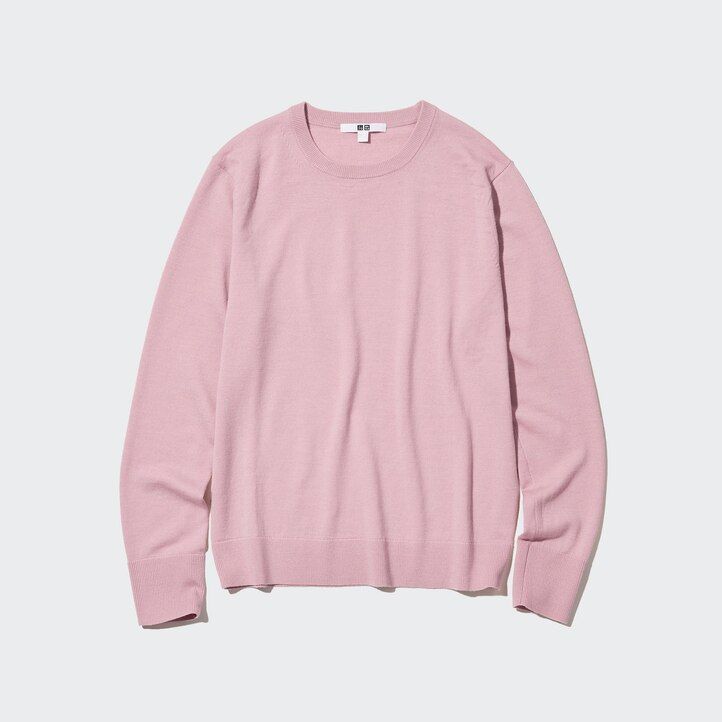 uniqlo damenpullover aus 100 extrafeiner merinowolle mit rundhalsausschnitt blau