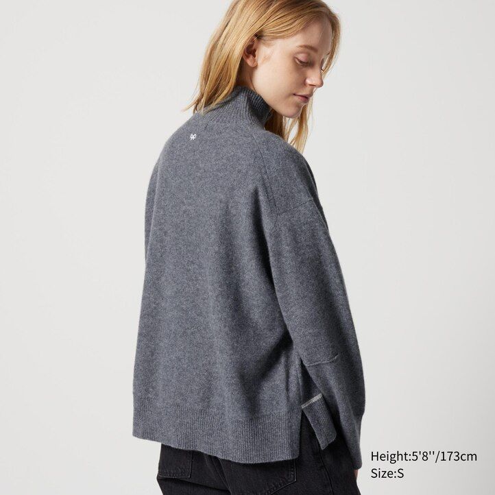 uniqlo damenpullover mit stehkragen aus 100 merine schwarz
