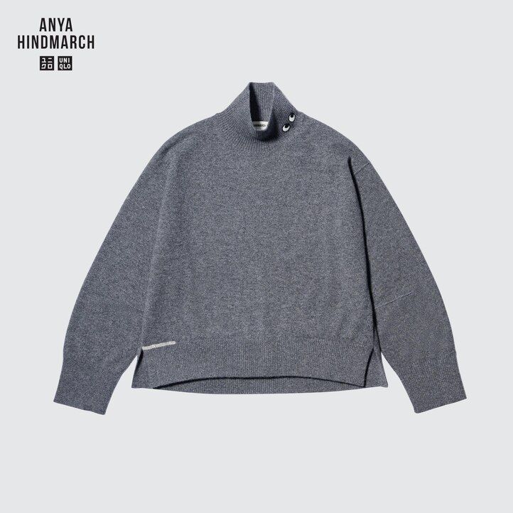 uniqlo damenpullover mit stehkragen aus 100 merine schwarz