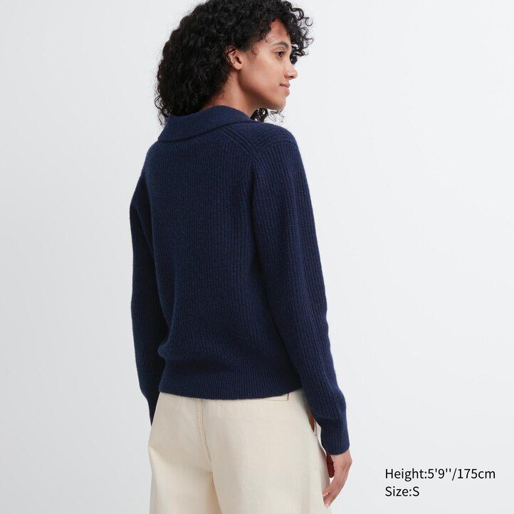 weiße uniqlo strickpullover aus lammwolle für damen