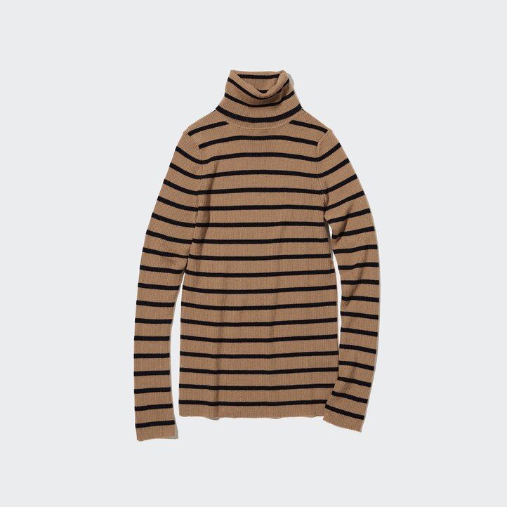 weiße uniqlo damen-ripppullover aus 100 extrafeiner merinowolle