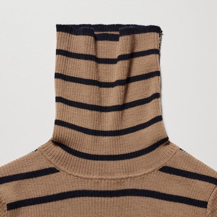 weiße uniqlo damen-ripppullover aus 100 extrafeiner merinowolle