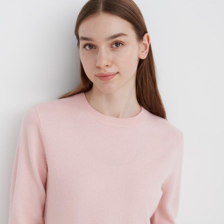 uniqlo damenpullover aus 100 mere mit rundhalsausschnitt beige