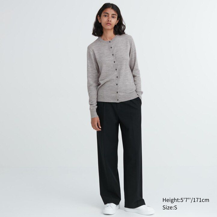 uniqlo damenpullover aus 100 extrafeiner merinowolle mit rundhalsausschnitt rot