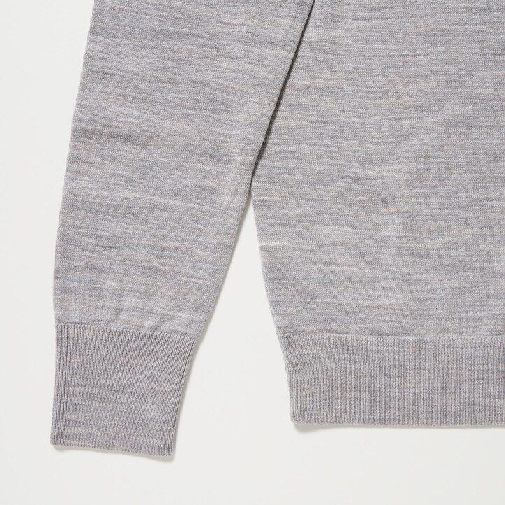 uniqlo damenpullover mit rundhalsausschnitt aus 100 extrafeiner merinowolle grau