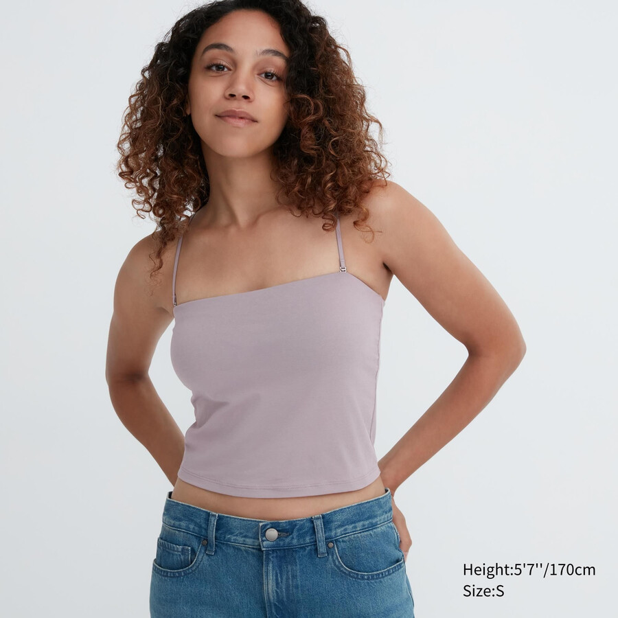 graue uniqlo airism baumwoll-crop-tops für damen