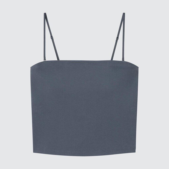 graue uniqlo airism baumwoll-crop-tops für damen