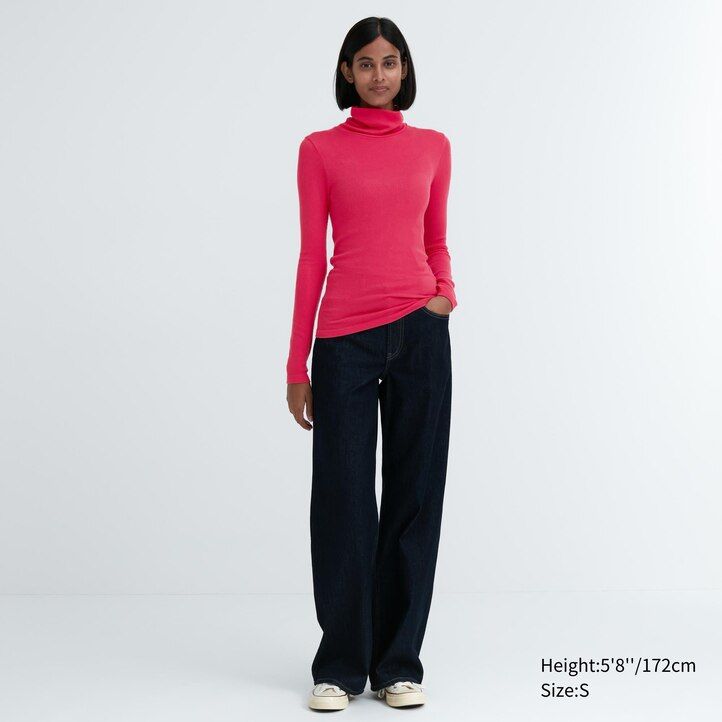 uniqlo heattech extra warm nahtloses rippstrick-thermo-t-shirt für damen grau
