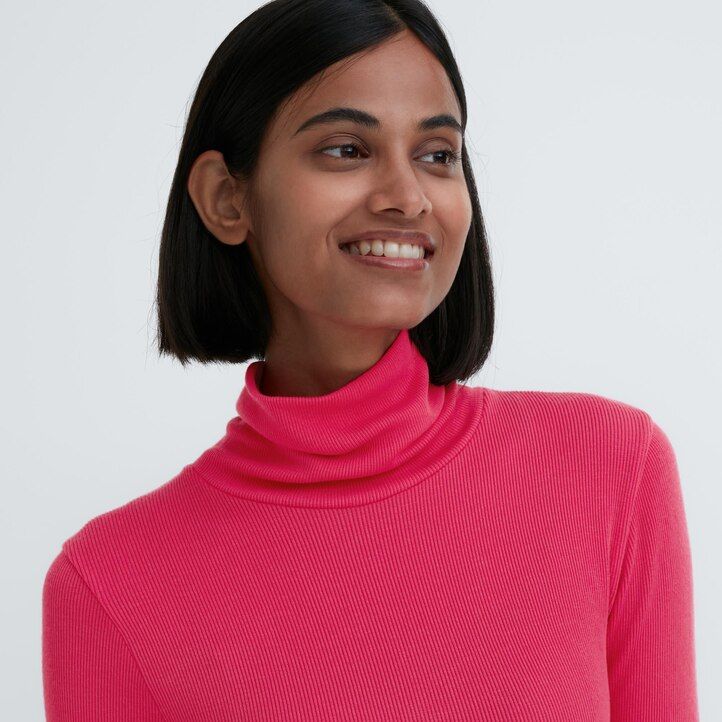 uniqlo heattech extra warm nahtloses rippstrick-thermo-t-shirt für damen grau