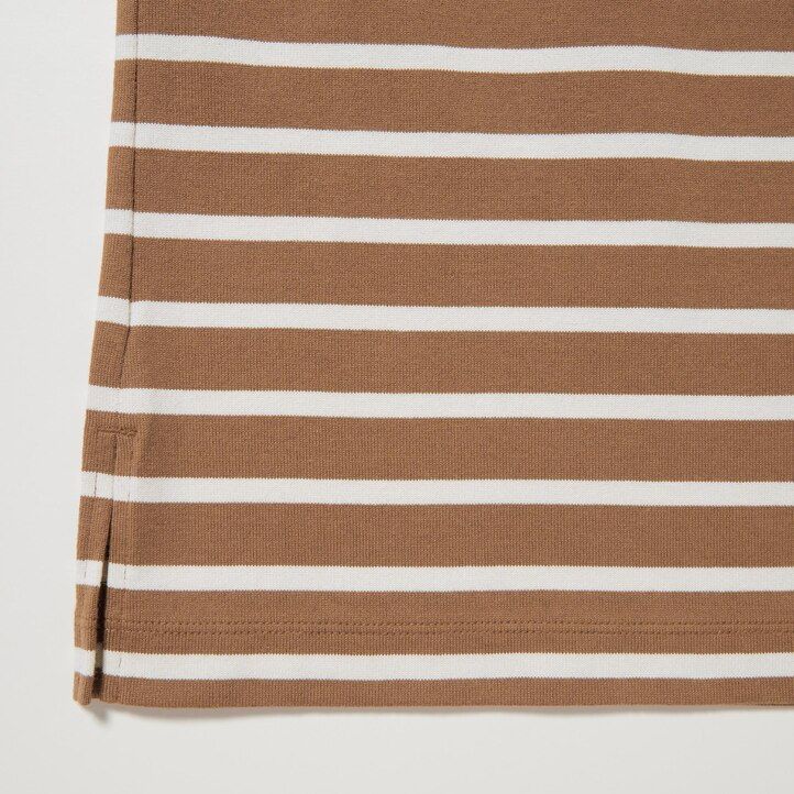 uniqlo damen-t-shirt mit streifen und Ärmeln weiß