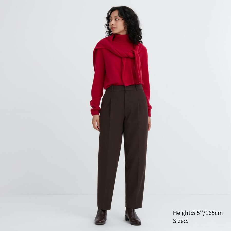 uniqlo heattech damen-plissee-top dunkelbraun
