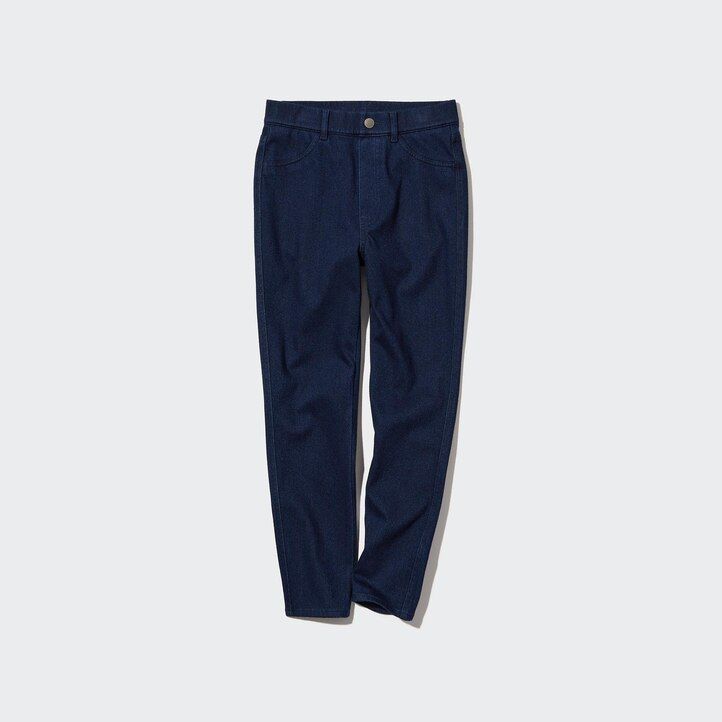 uniqlo ultra stretch high rise cropped damen-tops blau