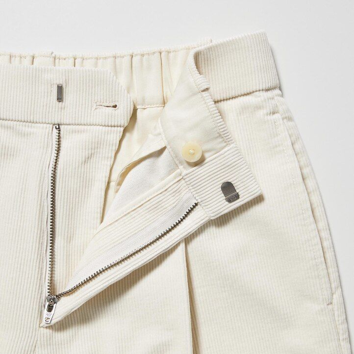 uniqlo damen-cordtops mit falten und weitem bein in olivgrün