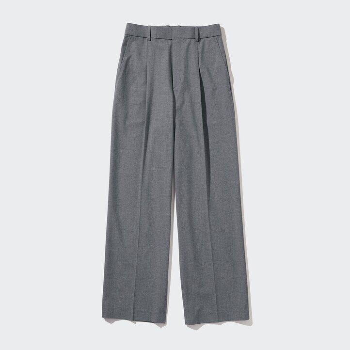 uniqlo damen-top mit falten und weitem bein grau